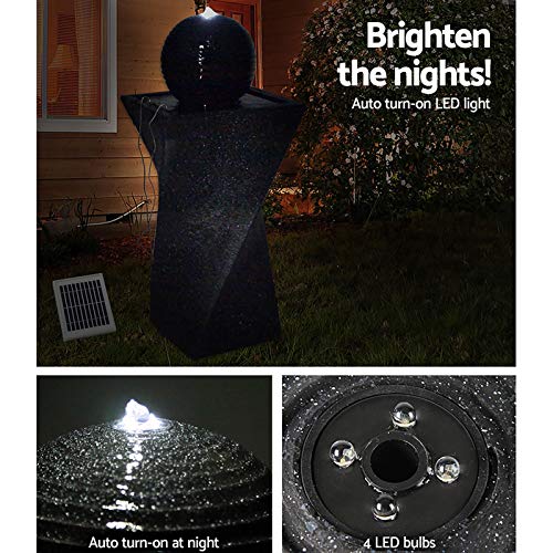 Gardeon Solar Water Fountain, 2W 85cm Tall Feature Pump Bird Bath Powered Features Fountains Garden Outdoor Indoor Pond Decoration, Battery 4 LED Lights Black