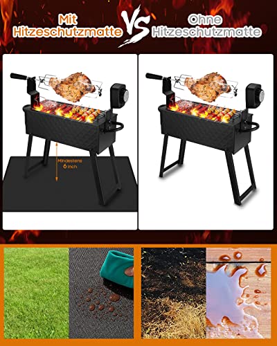 100 x 150 cm Fireproof Underlay - Heat Resistant up to 1800°F Heat Protection Mat - Grill Mat Floor Protection Mat Grill Mats Floor Mat Fire Pit Mat Outdoor BBQ Mat for Gas Grill Charcoal Grill