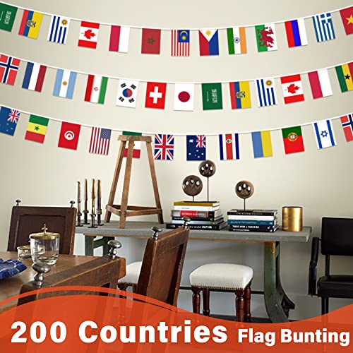 200 Countries String Flag, 184 ft International Flags Bunting Banner, World Flag Banner Decoration for School, Sports Events, Grand Opening, Party