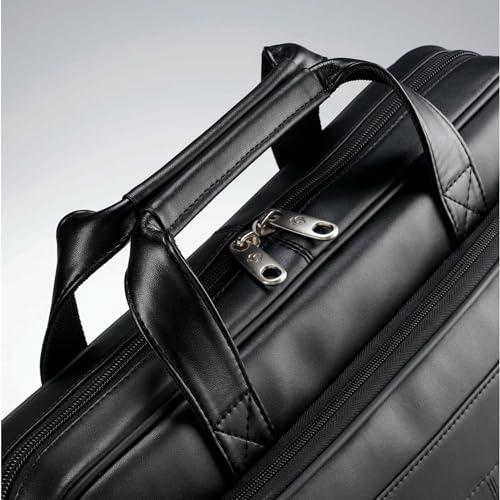 Samsonite Leather Slim Briefcase, Black, 16 Inch, 48073-1041