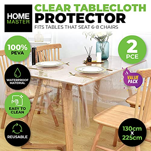 [2PCE] Home Master Damask Luxurious Clear Tablecloth Protector Rectangle Elegant Design 130cm x 225cm