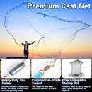 Cast Net for Fishing with Shrimp Cage, American Freshwater Saltwater 4/6/8Ft Radius Casting Net Bait Trap Fish, Heavy Duty Zinc Sinker, 3/8 Inch Mesh Size