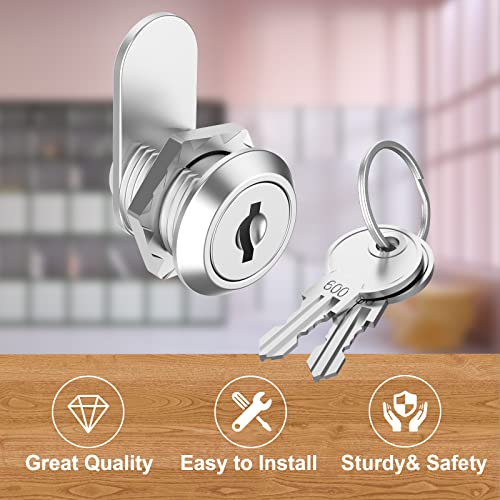 1 Pack Cabinet Locks with Keys, 5/8" Cam Lock Keyed Alike, Secure Drawer Mailbox File Cabinet, RV Storage Locks Tool Box Locks Replacement Set, Zinc Alloy