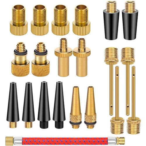 Brass Presta Schrader Valve Adapter Tools, Ball Pump Needle, Bike Tire Valve Pump Adapters, Pump Tools, Presta Valve Adapter Bike Pump Accessories Fit for Bike Gym Balloon Toy Pump(21Pcs)