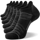 FITRELL 6 Pack Men's Ankle Running Socks Low Cut Cushioned Athletic Sports Socks 7-9/9-12/12-15, Black+grey, 12-15