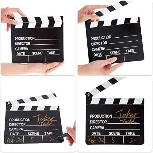 10 Pieces Movie Film Clap Board, 7 x 8 Inch Cardboard Movie Clapboard Movie Directors Clapper Writable Cut Action Scene Board for Movies Films Photo Props (White)