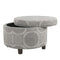 Homepop Home Decor | Upholstered Round Storage Ottoman | Ottoman with Storage for Living Room & Bedroom (Grey Medallion) 24.0 In. X 24.0 In. X 17.0 In.