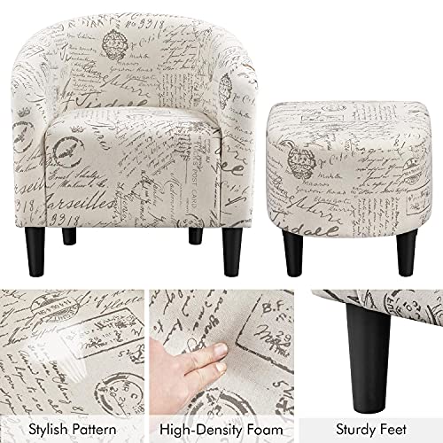 Yaheetech Lounge Chair & Ottoman Modern Chaise Lounge Armchair with Footstool Lounge Reading Chair with Footrest Letter Print