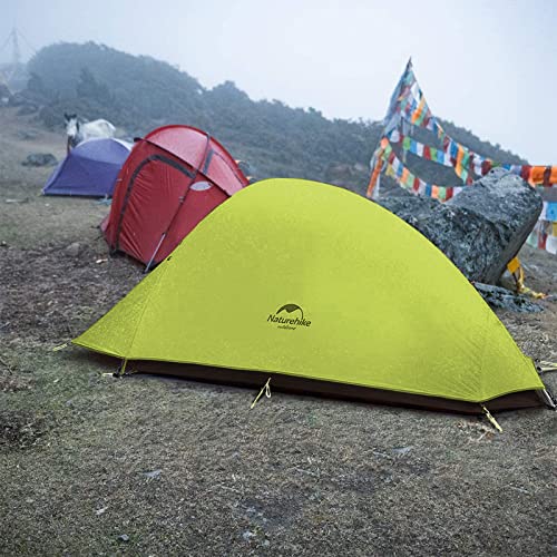 Naturehike Cloud up 1 Person Backpacking Tent Lightweight Camping Hiking Dome Tent for 1 Man (Mustard Green (20D Nylon))