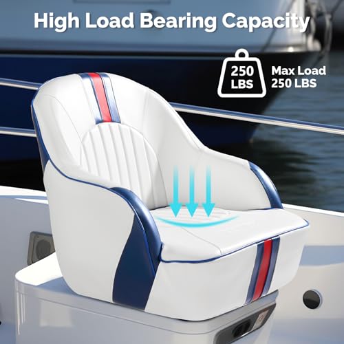 PEXMOR Premium Pontoon Boat Seat Captain Bucket Seat with Boat Seat Cover, Waterproof Boat Cabin Captain Chair Stainless Steel Screws Included