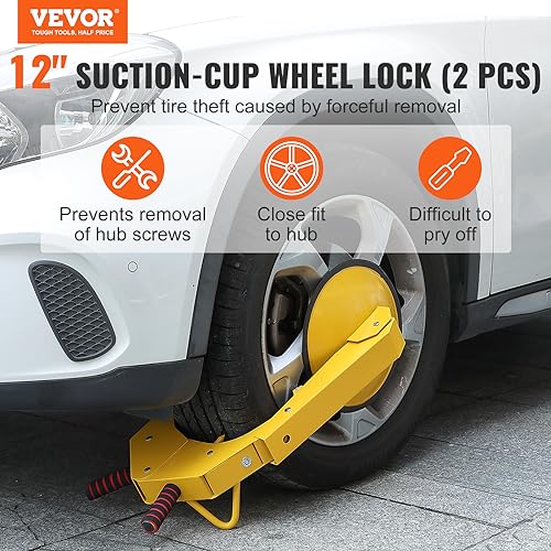 VEVOR Wheel Lock Clamp, 2-Pack Trailer Wheel Lock, Heavy-Duty Anti Theft Tire Lock, Adjustable Tire Boot Lock, Trailer Wheel Locks for RV Trailers, Cars, Trucks, SUVs