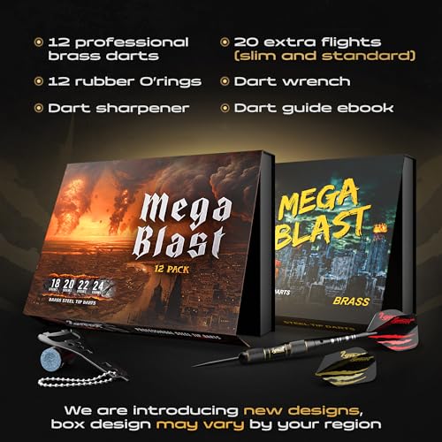 IgnatGames Steel Tip Darts Set - Professional Darts with Aluminum Shafts, Rubber O'Rings, and Extra Flights + Dart Sharpener + Innovative Case + Darts Guide