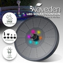 NOVEDEN Solar Fountain Water Pump for Bird Bath with RGB Color LED Lights - Sustainable, Anti-Drift Design, Easy to Clean, Black