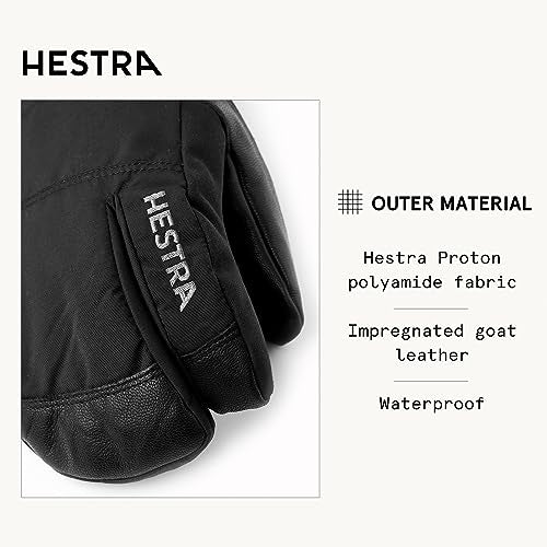 Hestra All Mountain CZone 3-Finger Glove - Waterproof, Versatile 3-Finger Glove for Skiing, Snowboarding and Mountaineering - Black - 8
