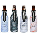 Cosmos 4 Pcs Beer Bottle Sleeves Neoprene Insulator Sleeves Bottle Jackets Sleeves Beverage Bottle Cooler with Built in Bottle Opener (Marble Pattern (4 Pcs))