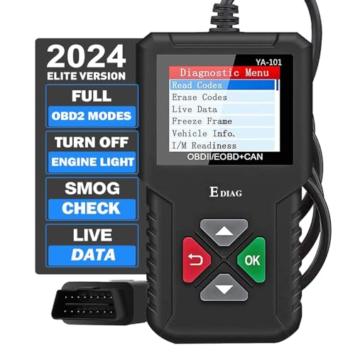 EDIAG 2023 Ver. OBD2 Scanner YA-101 Auto Code Reader for Check Engine Light,O2 Sensor,EVAP Test,On-Board Monitor Test,Smog Check,OBD2 Diagnostic Scan Tool for All OBD2 Cars Since 1996-Upgrade Version
