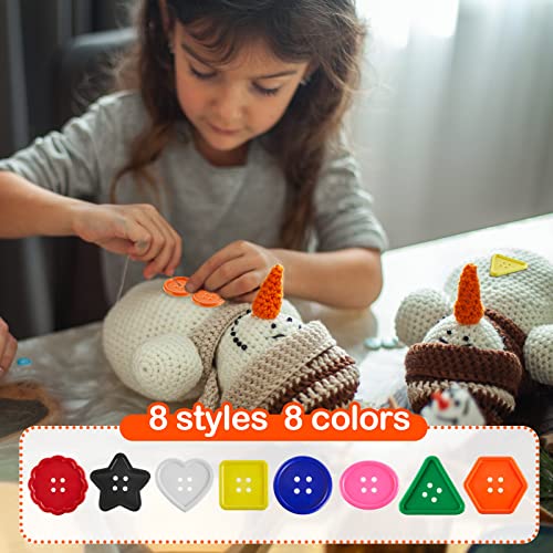 150 Pieces Big Bright Buttons for Kids 8 Vivid Colors and 8 Large Shapes for Crochet Knitting Arts and Crafts Projects Hand Made Gifts