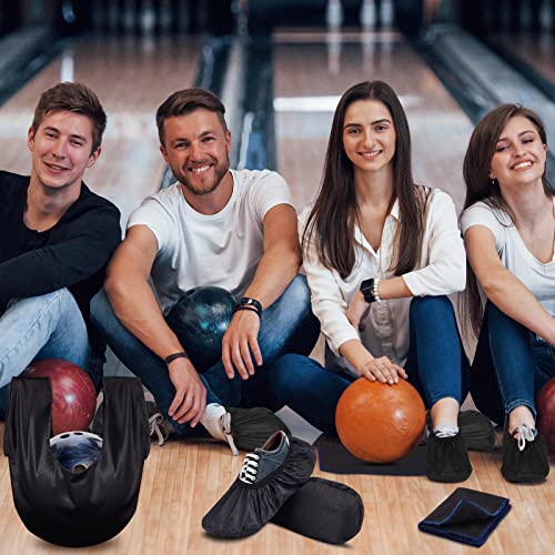 Zhanmai 4 Pcs Bowling Accessories Kit Bowling Shoe Covers Non Slip Bowling Ball Seesaw Bowling Ball Cleaning Pad Microfiber Bowling Ball Shammy Leather Towel (Medium)