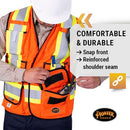 Pioneer V2540750U-X LFR-Tech Hi-Vis 88/12 7 oz FR/ARC-Rated Surveyor's Safety Vest, Snap Closure, Orange, XL