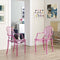 Modway Casper Modern Acrylic Stacking, Two Dining Armchairs, Pink