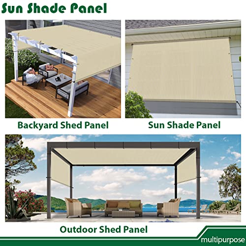 Goleray 12'x12' Pergola Canopy Replacement Shade Cover Outdoor Sun Shade Cloth with Grommets Weighted Rods, Patio Awning for Porch Backyard Gazebo Garden, Beige