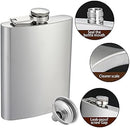 Hip Flasks for Liquor for Men Women 2 pcs 8Oz Silver Stainless Steel Flask with 2 pcs Funnels for Wedding Party Groomsman Bridesmaid Birthdays Gift