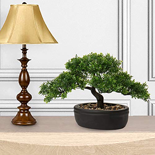 U/S Bonsai Tree, Fake Plants Ceramic Potted Tree Artificial Japanese Cedar Bonsai Tree Decoration for Home Desk Office Bathroom Kitchen Farmhouse Indoor/Outdoor (Bonsai Tree