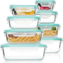 Glass Food Storage Containers with Lids - 8 Pack Meal Prep Airtight Bento Boxes with Leak Proof Locking Lids for Microwave, Oven Freezer and Dishwasher BPA Free
