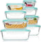 Glass Food Storage Containers with Lids - 8 Pack Meal Prep Airtight Bento Boxes with Leak Proof Locking Lids for Microwave, Oven Freezer and Dishwasher BPA Free