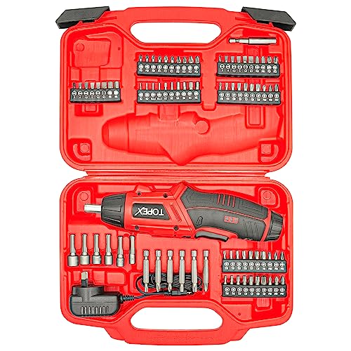 TOPEX 82 Piece Electric Screwdriver Set 4v Max Cordless Screwdriver Set CRV Screw Bits