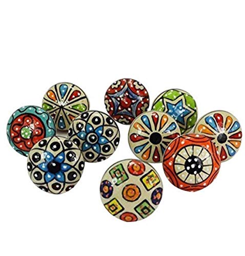 10 Pieces Set Dotted Ceramic Cabinet Colorful Knobs Furniture Handle Drawer Pulls Kitchen Cabinet Puller