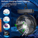 ZEBRE Portable Battery Camping Fan with LED Lantern - Rechargeable 5000mAh Battery Operated USB Desk Fan Kit with Hanging Hook for Tent Car