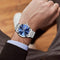 LIGE Watch for Men Fashion Elegant Analog Quartz Watch for Male Casual Waterproof Silver Stainless Steel Calendar Luxury Business Gents Dress Wristwatch Blue Round Dial