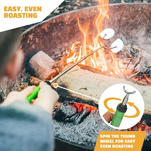 MalloMe Marshmallow Roasting Sticks Smores Kit for Fire Pit Long - Camping Campfire Accessories S'mores Gift Set- Smore Hot Dog Roaster Marshmello Skewers - 34 Inch 4 Pack