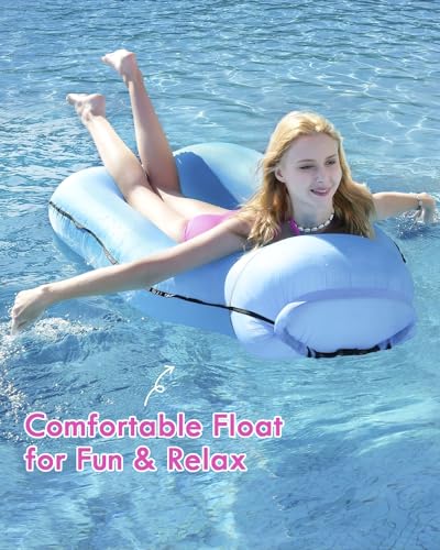 LH Inflatable Couch, Inflatable Sofa, Water Pool Lounge, Inflatable Pool Chair Float, Water Hammock for Adults with Headrest, Backrest, Footrest, LHFC01-BL