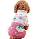 CHBORCHICEN Pet Dog Sweaters Classic Knitwear Turtleneck Winter Warm Puppy Clothing Cute Strawberry and Heart Doggie Sweater (Pink, Medium)