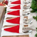 10 Pcs Christmas Santa Hats Silverware Holders Wine Bottle Cover, MH MOIHSING Christmas Cutlery Holders for Xmas Party Dinner Table Dinnerware Decorations and Flatware Organizers Decor Supplies