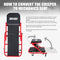 ‎DNA MOTORING TOOLS-00186 40 Inches 2 IN 1 Rolling Folding Car Creeper/Seat, 6 Pcs 2" Casters, 150kg Weight Capacity, Red