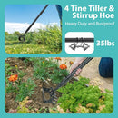 Upgraded Hula Hoe and Garden Hoe, Stirrup Hoe with Adjustable Handle for Weeding,Digger,loosening Soil,Metal Garden Cultivator Hula Hoe with Rake Tiller Cultivator (30-73 Inch)