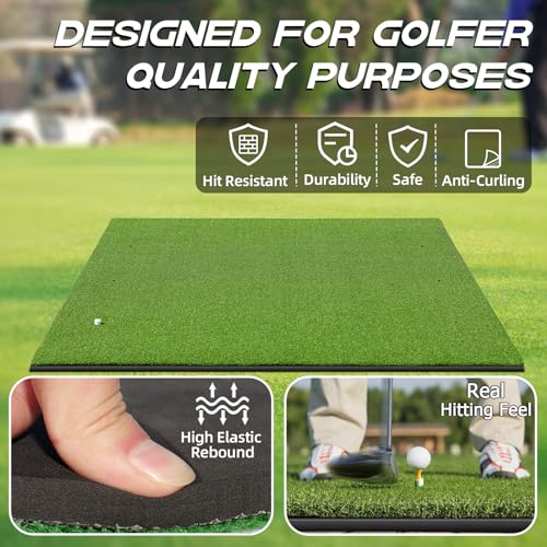 Bltend Golf Mat, 5x4ft Golf Hitting Mats Practice Outdoor Indoor, Artificial Turf Golf Practice Mats with Rubber Tees, 9 Golf Balls, 8 Golf Tees, Golf Training Aids for Backyard Garage Driving