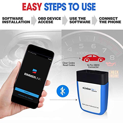 TONWON vLinker BM+ OBD Scanner OBD2 Diagnostic Tool Car Code Reader Check Engine Light for Android, iOS & Windows