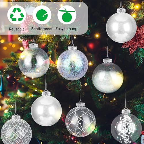 Wettarn Set of 8 Large Christmas Ball Ornaments 6 Inch Glitter Hanging Christmas Plastic Balls Indoor and Outdoor Hanging Christmas Tree Decorations for Yard Garden