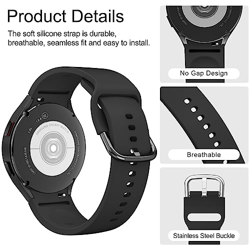 Silicone Bands for Samsung Galaxy Watch 6 Band & Galaxy Watch 5 Bands/Galaxy Watch 4 Band Women Men, 20mm Adjustable Sports Replacement Strap for Galaxy Watch 6/6 Classic/5/5 pro/4/4 Classic