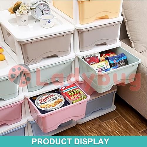 5 Tier Large Plastic Drawer Storage Organiser Level Office Box Cabinet with (Candy Mix Color)