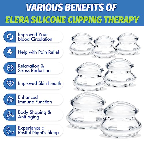 ELERA Silicone Cupping Theraphy Set, Professionally Chinese Massage Cups for Cupping Therapy and Cellulite Reduction (7 Cups)