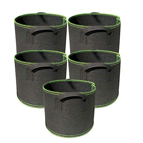 Ayvicco 5 Pack 1 Gallon Grow Bags Heavy Duty Thickened Nonwoven Aeration Fabric Pots with Handles, Indoor Garden Planter Bags for Vegetable,Flower, Herbs, Home Decoration, Plant Grow Bags