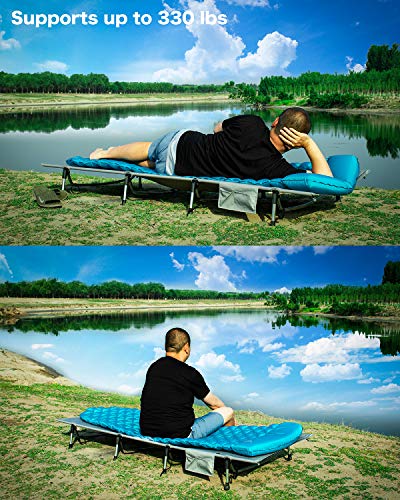 iClimb Super Easy Assemble Folding Cot Ultralight Compact Heavy Duty with Carry Bag for Adults Camping Backpacking (Grey)