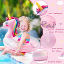 Zainpe Unicorn Inflatable Pool Float with Glitters Gradient Pink Inflation Swimming Ring Summer Outdoor Water Lounge Inflatable Raft Tube Fun Beach Floaties Vinyl Swim Floaty Pool Toy for Kids Toddler