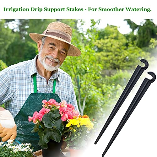 GIRAFEDA 100 PCS Irrigation Drip Support Stakes 1/4 Inch Tubing Hose Holder Plastic Ground Securing Pegs C Shape Irrigation Support Stakes for 4/7 Tubing Hose Flower Beds Vegetable Herb Garden 4mm