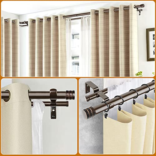 1 Inch Double Bay Window Curtain Rods,36-72 Inch Center Rod for window (24 to 68 Inch), 20-36 Inch Side Rods for windows (16-32 Inch), Antique Bronze, End Cap Finials